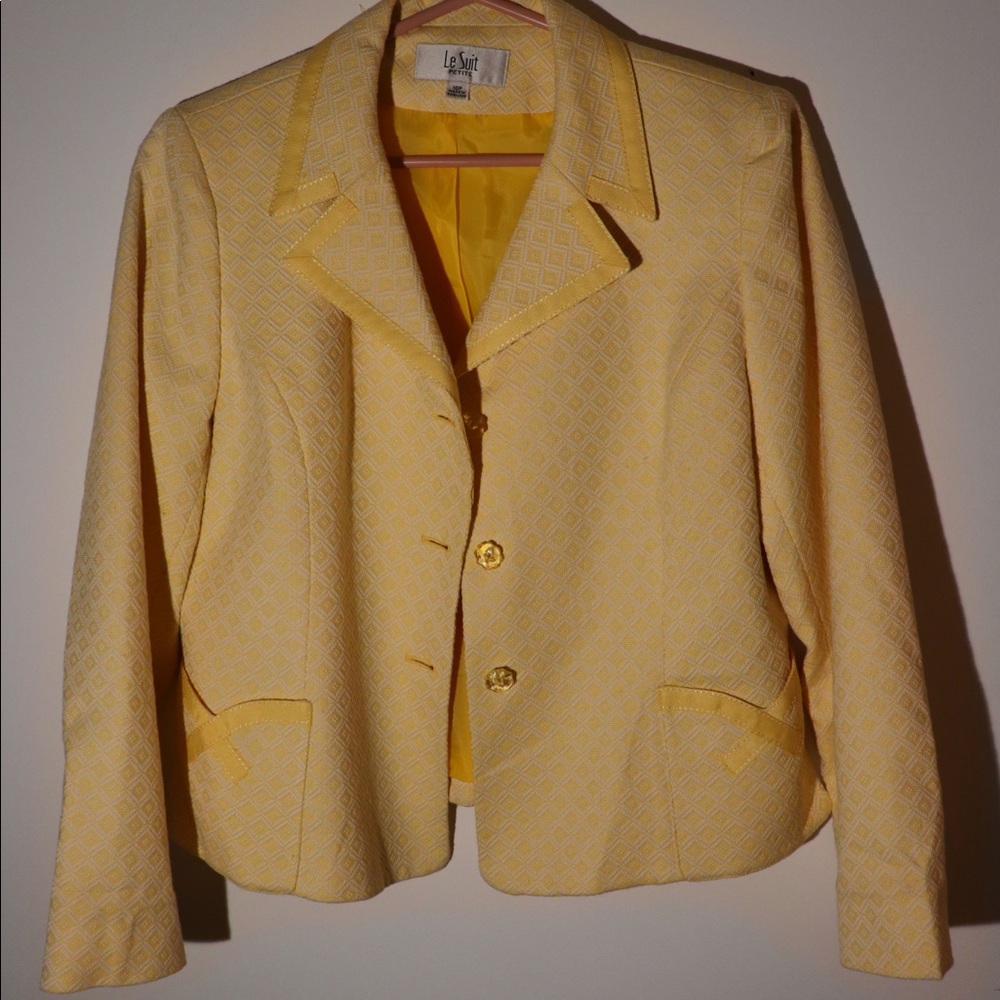 Le Suit Petite Yellow Blazer Size 10P